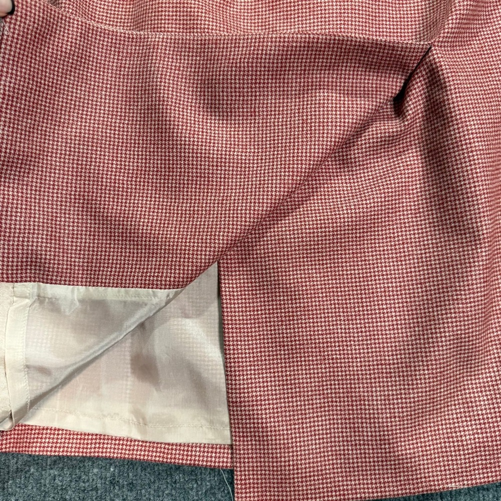 Loro Piana Brooks Brothers Wool Houndstooth Skirt Red White Zelander Merino 12 - Picture 10 of 10